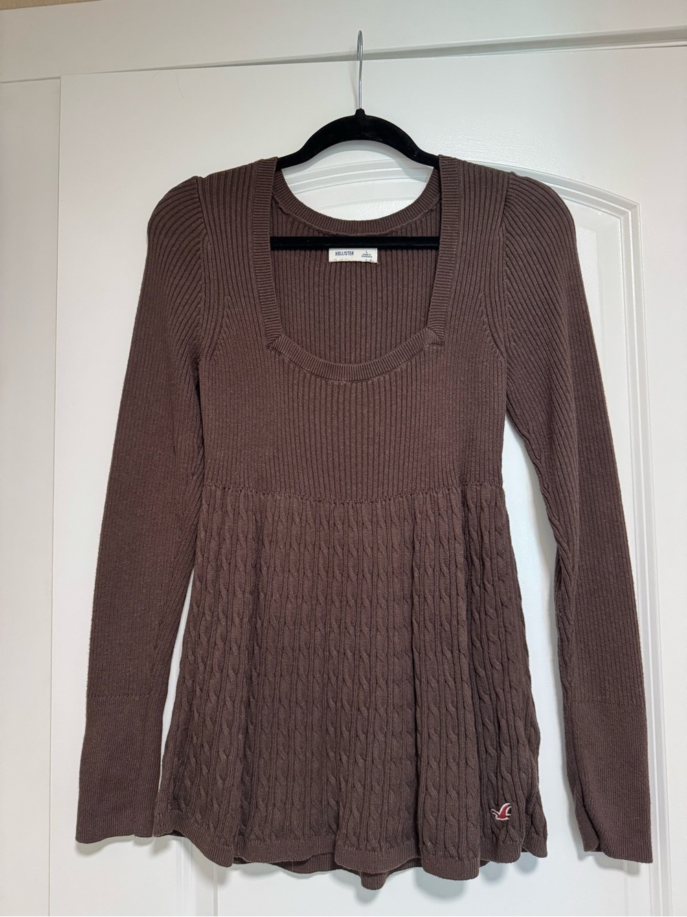 Hollister Chocolate Brown Ribbed Knit Top